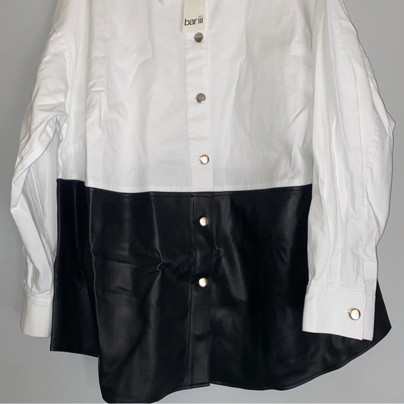 Barr III black/white leather shirt, size 2X - Picture 2 of 7